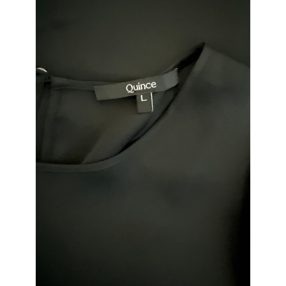 Quince Washable Stretch Silk Tee Dress in Black Size Large - Picture 9 of 9